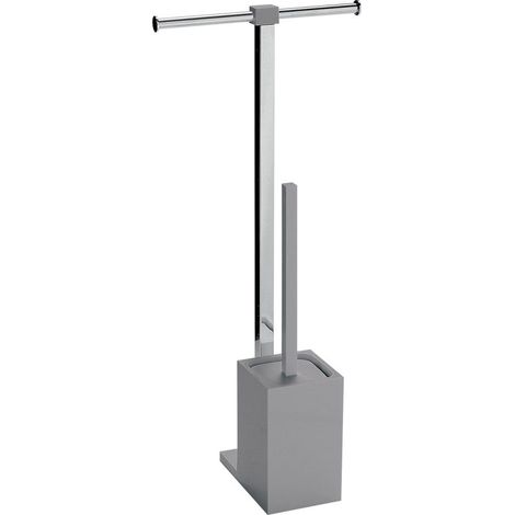 Grauer Wc-Standmodell Mit Toilettenpapierhalter Und Toilettenbürstengarnitur  Arcobaleno