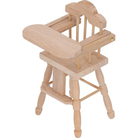 Chaise de salle à manger miniature pour bébé, échelle 1/12, pliable et réaliste, en bois de bouleau. Magnifique décoration pour maison de poupée. (1/5)