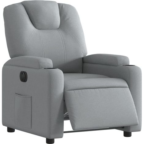 Poltrona relax porta TV con comodissima funzione reclinabile elettrica in tessuto grigio chiaro DEC028312