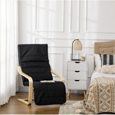 Sillón relax mecedora con reposapiés ajustable en 5 posiciones, 66,5 x 94 x 100 cm, negro OKWISH (1/5)