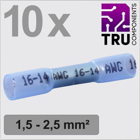 TRU COMPONENTS TC-13448496 Stoßverbinder mit Schrumpfschlauch 1.5 mm² 2.5 mm² Vollisoliert Blau 10 S