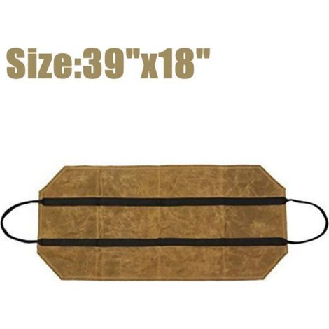 Panier Sac à bûche Anse Porte bois de chauffage - kaki - toile cirée - 39"18" (1/4)