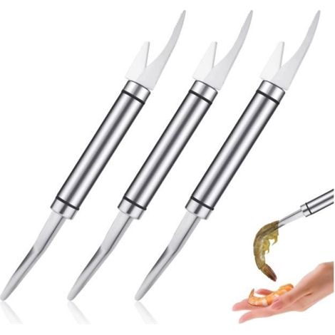 Couteau Éplucheur de Crevettes - Multifonctionnel 5 en 1 - Acier Inoxydable - 3pcs - Design Contemporain (1/4)