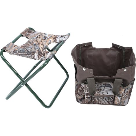 Chaise pliante multifonctionnelle d'extérieur, tabouret de camping portable avec sac de rangement pour la pêche, le jardinage et les barbecues. (1/5)