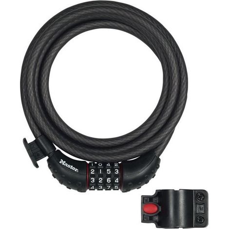 Antivol pour vélo - MASTER LOCK - 8120EURDPRO - Câble torsadé en acier - 1,8 m de longueur