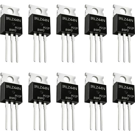 10 Stück IRLZ44N N-Kanal-MOSFET-Transistoren 55 V 47 A 3-Pin, MOSFET-Modul IRLZ44N TO-220 für DIY-Elektronik-PWM-Schaltung, IRLZ44NPBF-Transistoren, N-Kanal-Gleichrichter