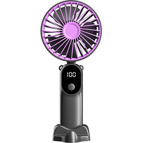 Ventilateur portable, chargement USB à 5 vitesses, alimenté par batterie, ventilateur de table pliable avec affichage LED (gris étoilé)