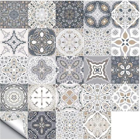 Autocollants de Carreaux muraux, Autocollant Sol carrelage Mural Stickers DIY Carreaux Decals pour la Cuisine Salon Salle de Bain Décoration de la Maison (10×10cm,24 PCS) (1/5)