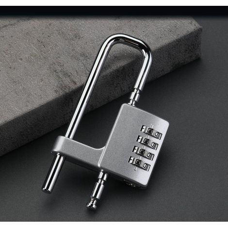 Candado de combinación de 4 dígitos, candado de combinación de arco largo con arco ajustable, candado para armarios escolares, gimnasios y taquillas deportivas, cajas de herramientas y vallas. (1/5)