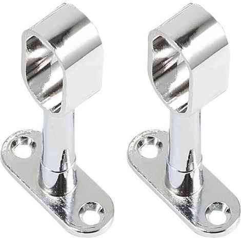 Lot de 2 Support Tringle Penderie Support pour Barre Penderie Ovale Zinc-Aluminium Support Central de Tube pour Armoire Penderie Vetement,Tringle Rideau Plafond,supports de tringle de