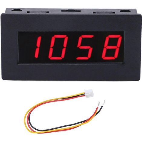 4-stelliger LED-Drehzahlmesser, multifunktionaler Drehzahlmesser mit Kabel, DC 8–15 V, rotes Gehäuse