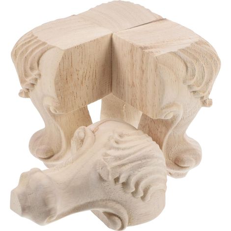Pieds de Meubles en Bois Massif Sculpté, Pieds de Canapé et Table Basse 10x6 Cm, Style Européen, Bois Brut à Peindre, pour Armoire et Meuble de Salon (1/5)