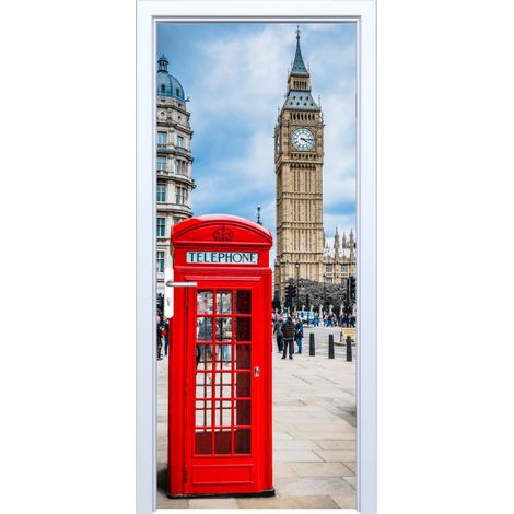 Adesivo per porta in tessuto di cabina telefonica rossa 504PD
