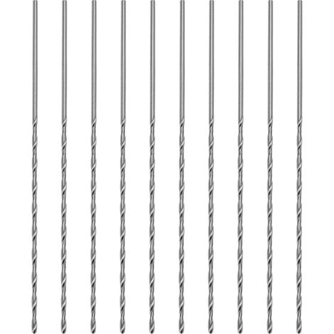 10pcs extra longue perceuse mèches de 120 mm, forets hélicoïdaux HSS de 2 mm pour métal, bois, plastique et PVC (1/5)