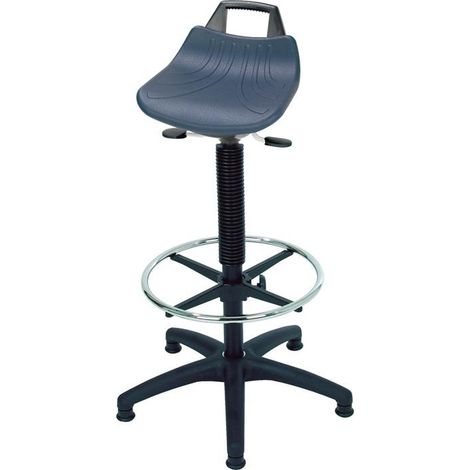 Stehhilfe PU-Integralschaum Sitz-H.610-860mm Ku.-Fußkreuz Fußring/Bodengleiter (1/4)