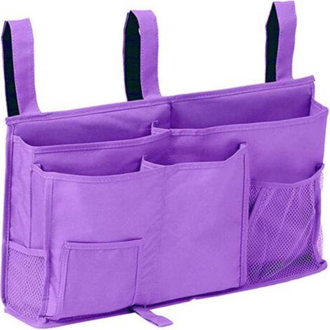 Bunk Bed Storage Bag (Purple), Hanging Bed Storage Bag, 8 Pockets, for Student Room Bed, Hospital Bed, Baby Bed Rails, 600D Oxford Cloth