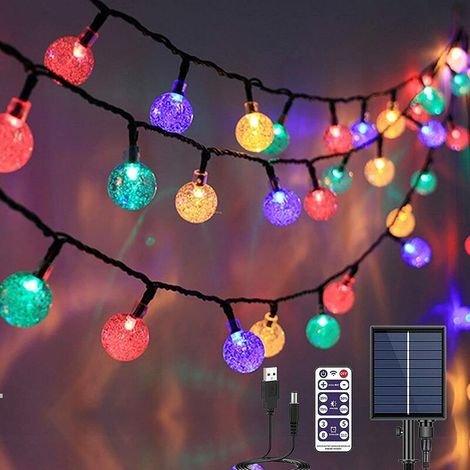 VURAHOME - Guirlande Lumineuse Solaire Exterieur - 17M 100 LED Guirlande Solaire Extérieure étanche IP65 8 Modes Guirlande Lumineuse Solaire & USB pour Jardin,Guinguette,Nol,Fête avec Télécommande (Mu (1/5)