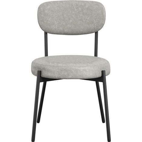 Smith Dining Chair (Pack of2) - PU/Metal - L50 x W48 x H79 cm - Graphite/Black Matte