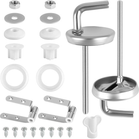 Universal Toilet Seat Hinges, Toilet Seat Hinge, Universal Steel Toilet Seat Fixing Kit for Fixing Seats, Rubber Accessories for Toilet Seats Made of Duroplast Plastic (1/5)
