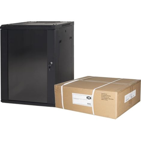 Link Armadio Rack 19” 15 Unità Da Muro (A) 770 x (L) 600 x (P) 450 Nero Disassemblato Porta Vetro