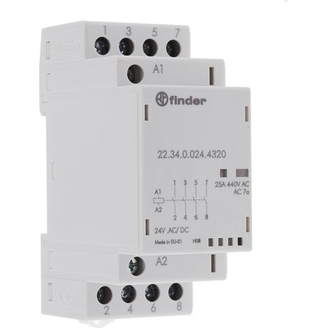 Contacteur Finder série 22 Series, 4 pôles , 25 A, 24 V ac/dc ( Prix pour 1 )