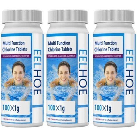 Pastilles de chlore effervescentes pour piscine, adaptées au nettoyage de la qualité de l'eau et à l'algicide des piscines et des piscines pour enfants (300 pastilles)