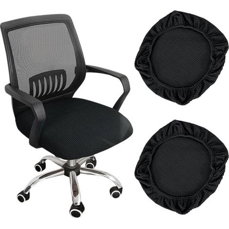 Funda para silla de 2 piezas, Tapicería antideslizante para silla, Fundas lavables, sillas giratorias y sillones, Universal, Negra (1/5)
