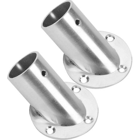 2 supports de barre de douche biseautés, supports de barre porte-serviettes, supports d'extrémité de barre de penderie-6.60X5.20X5.20CM-Silver (1/3)