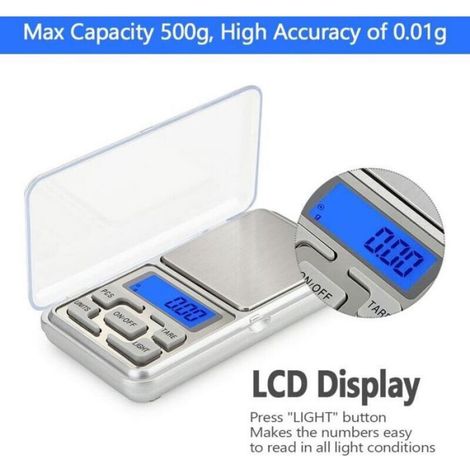 Balance électronique de précision - - Lot de 2 - 500 g - Précision 0,01 g - Écran LCD rétroéclairé