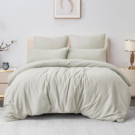 Bettwäsche Mikrofaser 220x240 3teilig 220x240cm 2x 80x80cm 06 Beige (1/5)