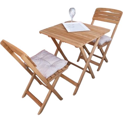 Tavolo con due sedie in legno Bistrot Cannes (1/4)