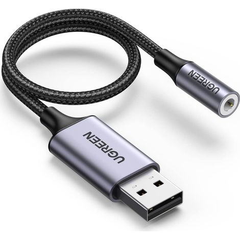 Adaptateur USB vers Jack 3,5mm Carte Son Externe USB pour Casque Audio Micro TRRS Enceinte Haut Parleur Plug et Play Compatible avec PS5 PSlim Switch Raspberry Pi Windows Mac OS (1/5)