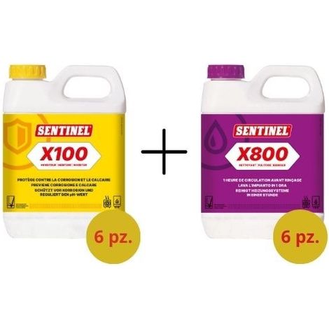Sentinel Kit Lavaggio Caldaie Sentinel X100 Inibitore 1L 6 pezzi + Sentinel X800 Pulitore 1 L 6 pezzi