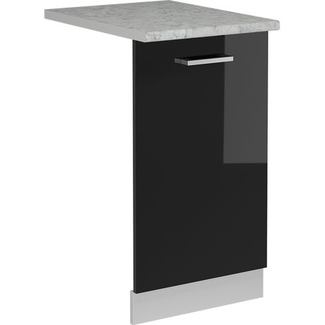 Façade de lave-vaisselle R-Line, Noir Haute brillance, 45cm , PT Marbre, Vicco (1/5)