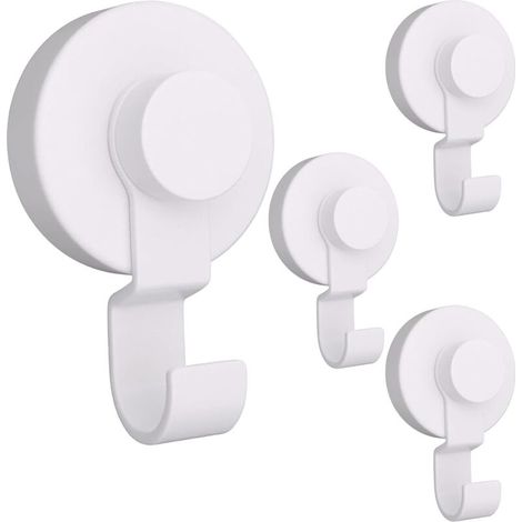 Bardusch-4 pcs crochet ventouse puissante, réutilisable, sans perçage, pour fenêtre, salle de bain ou cuisine, blanc (1/5)