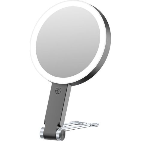 20x Miroir de voyage avec lumière, miroir de maquillage grossissant double face, miroir de maquillage rechargeable avec éclairage 3 couleurs, écran tactile à intensité variable, poignée de (1/5)