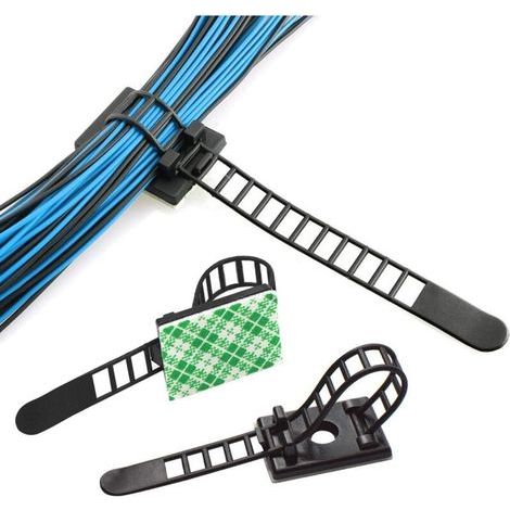 ZOLGINAH 100 Stück verstellbare Kabelorganisatoren mit Klebefläche, verstellbare Kabelbinder, Kabelclips für den Schreibtisch, Kabelmanagement für Fernseher, Ladegerät, PC, Büro, Zuhause – lang (1/5)