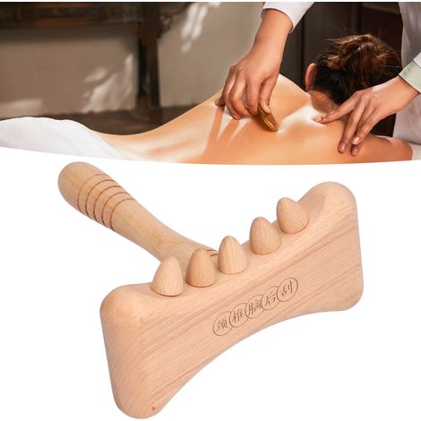 Planche de gua sha pour les paresseux, en bois de hêtre, adaptée à tout le corps, à la colonne cervicale et à l'arrière de la tête. (1/5)