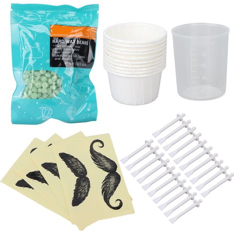 Kit cire nez professionnel avec pochoirs moustache, applicateur, gobelet mesureur - set épilation poils (1/5)