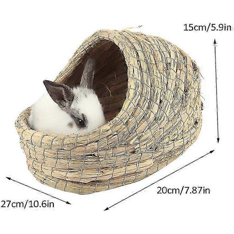 Nid d'herbe tissé main pour hamster, tunnel cosy en foin robuste, hutte de repos naturelle pour rongeurs (1/5)