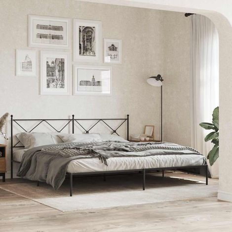 vidaXL Estructura cama sin colchón con cabecero metal negro 193x203 cm (1/5)