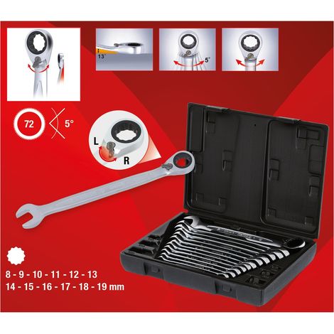 KS Tools GEARplus Ratschenringmaulschlüssel-Satz, umschaltbar,12-tlg (1/3)