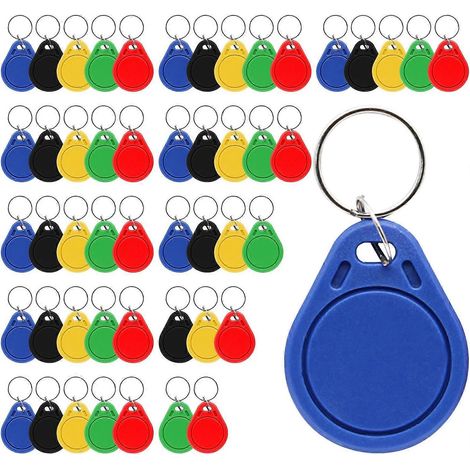 Porte-clés, 50 porte-clés T5577 réinscriptibles, copieur d'étiquettes de contrôle d'accès en champ proche, système d'écriture de jetons d'identification pour porte-clés (multicolore) (1/5)