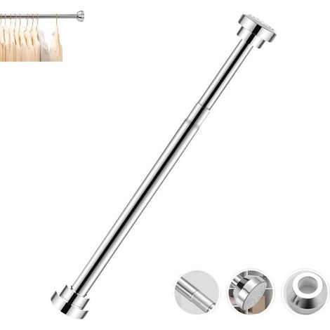 Tringle à vêtements sans perçage - Tringle à vêtements réglable - Réglable de 55 à 85 cm - Argent - Acier inoxydable argenté (1/5)
