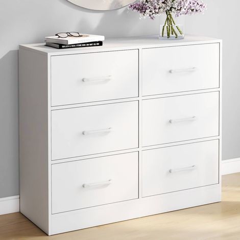 Baúl de tela de 6 cajones UPPAH 80 cm mueble de madera blanco