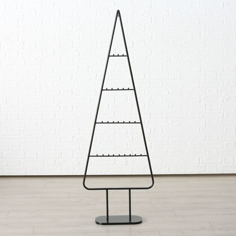 XL Metall Tannenbaum schwarz - 156 cm - Weihnachts Deko Ständer mit Haken für Zierschmuck - Metallbaum Dekobaum Weihnachten Advent Winter Dekoration