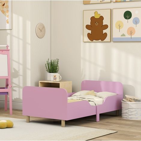 Cama infantil 50/74,2/143,5 cm rosa de madera con barandillas de seguridad (1/5)