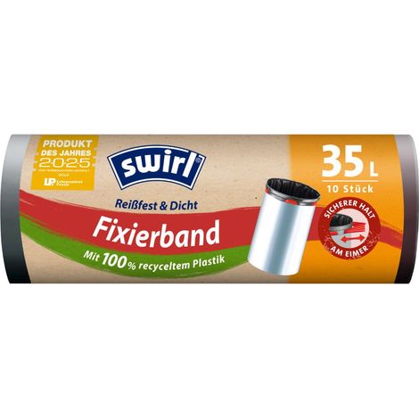 Swirl® Fixierband-Müllbeutel 35 L Reißfest & Dicht Müllsäcke & Müllsackständer (1/3)