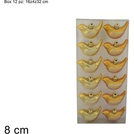 Appendino con Uccellini 8 cm Color Oro Conf. 12 pz DUESSE CHRISTMAS