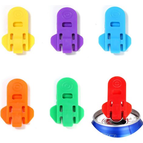 Paquete de 6 abrelatas manuales coloridos y fáciles de usar con cubierta de plástico premium para refrescos, Coca-Cola, cerveza, refrescos y bebidas de aluminio. (1/4)
